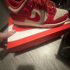 Nike Red and Cream Sneakers Classic Dunk Style